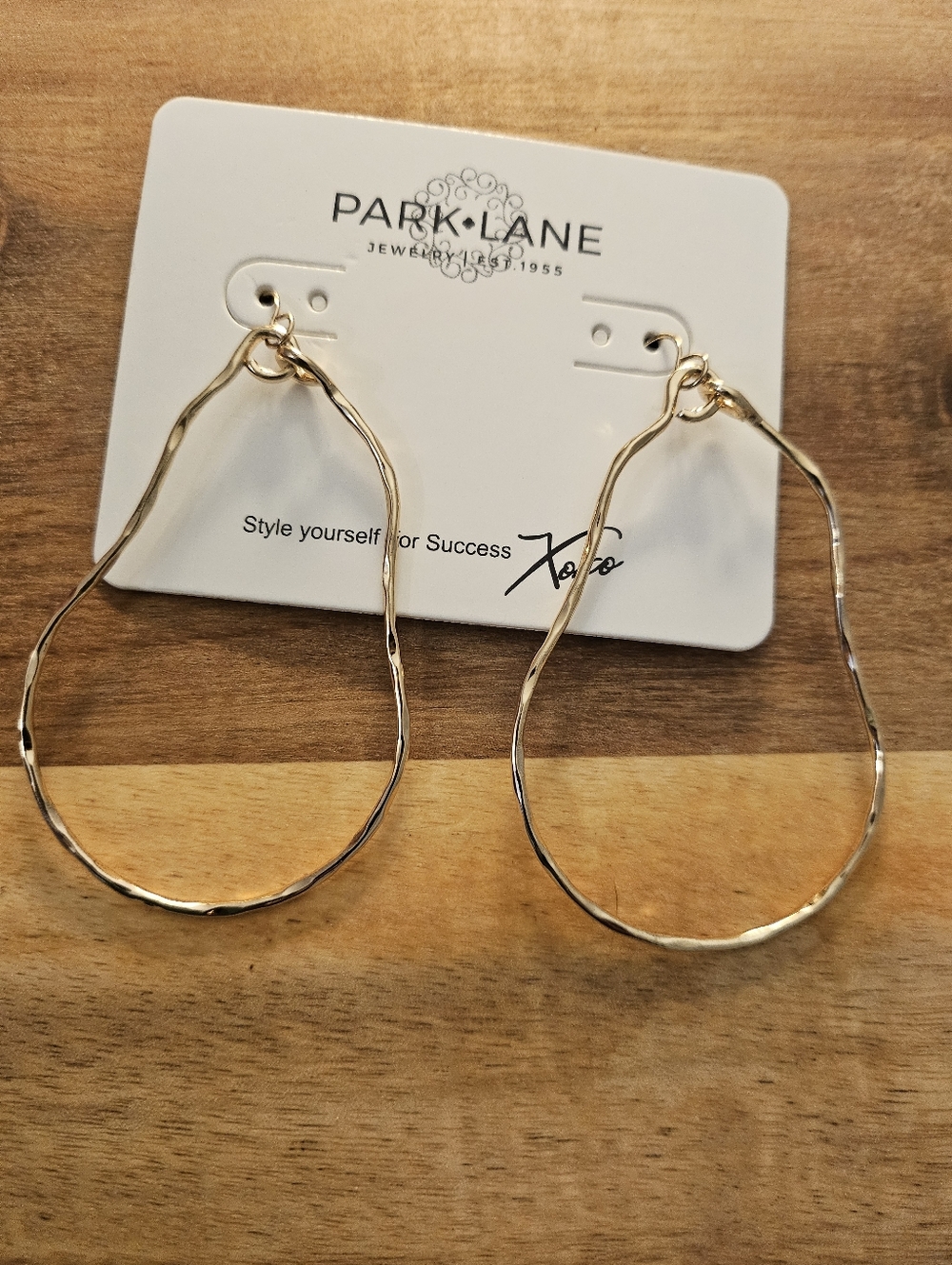 PARK LANE  Gold Hoop, Hammared, Wavy, Opal Earrings.